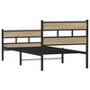 vidaXL Bed Frame Black, Sonoma Oak Iron, Engineered Wood 35 x 78 in