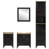 vidaXL Bathroom Furniture Set Black with natural wood grains and glass