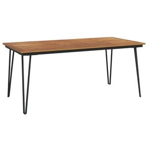 vidaXL Garden Table Brown, Black Solid Acacia Wood, Powder-Coated Metal
