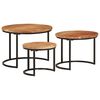 vidaXL Nesting Table Set of 3 Natural wood and black