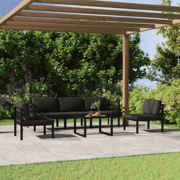 vidaXL Garden Lounge Set Charcoal Aluminum, Polyester with foam filling