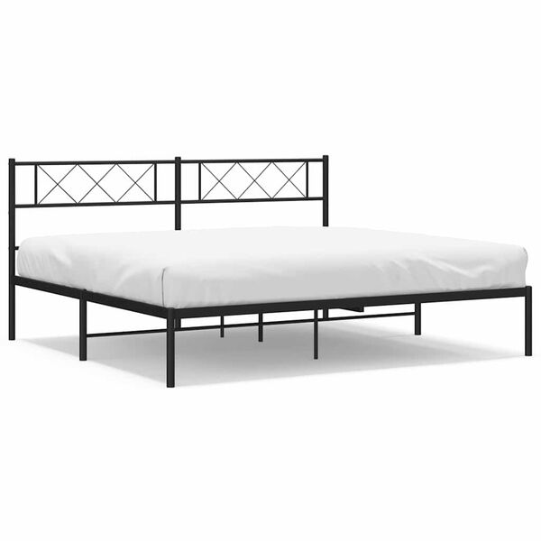 vidaXL Metal Bed Frame Black Powder-Coated Steel Full Metal Bed Frame
