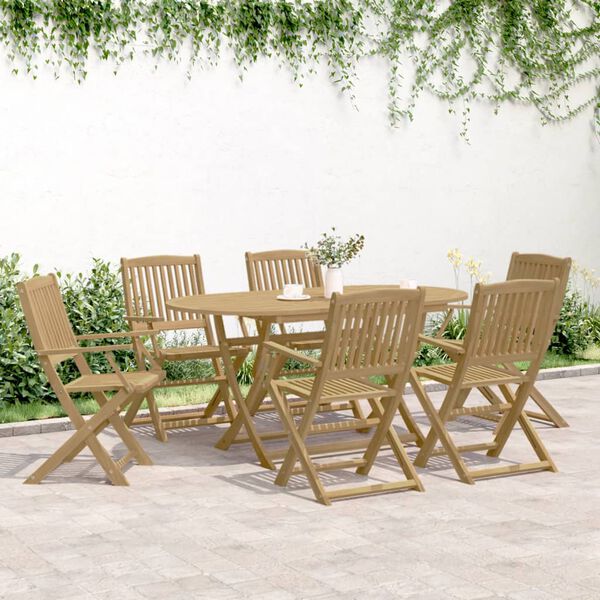 vidaXL Garden Chair Set of 6 Light Brown Solid acacia wood Standard