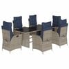 vidaXL Garden Dining Set Grey Poly Rattan Standard Adjustable Footrests