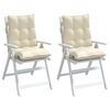 vidaXL Lowback Chair Cushion Set of 2 Cream Oxford fabric 39.4 x 19.7 in
