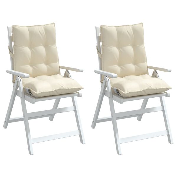 vidaXL Lowback Chair Cushion Set of 2 Cream Oxford fabric 39.4 x 19.7 in