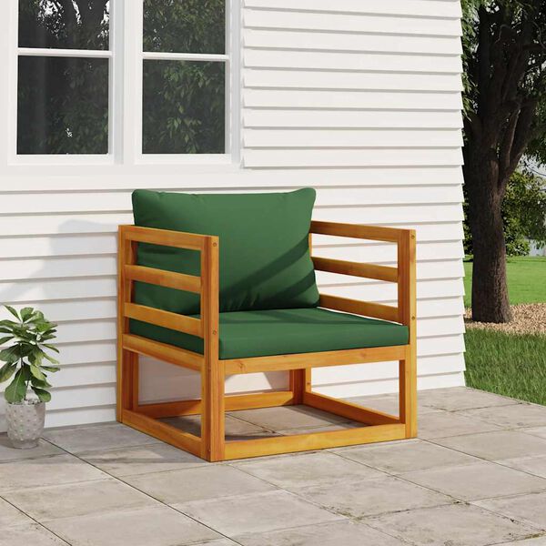 vidaXL Garden Chair Acacia wood with green cushions