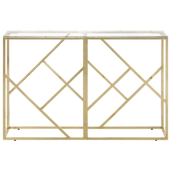 vidaXL Console Table Gold and transparent Stainless steel, tempered glass