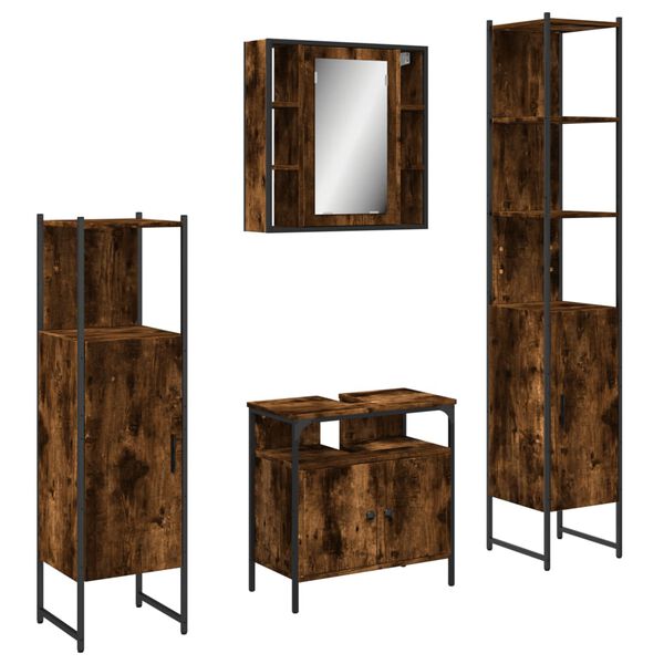 vidaXL Bathroom Cabinet Set Smoked Oak