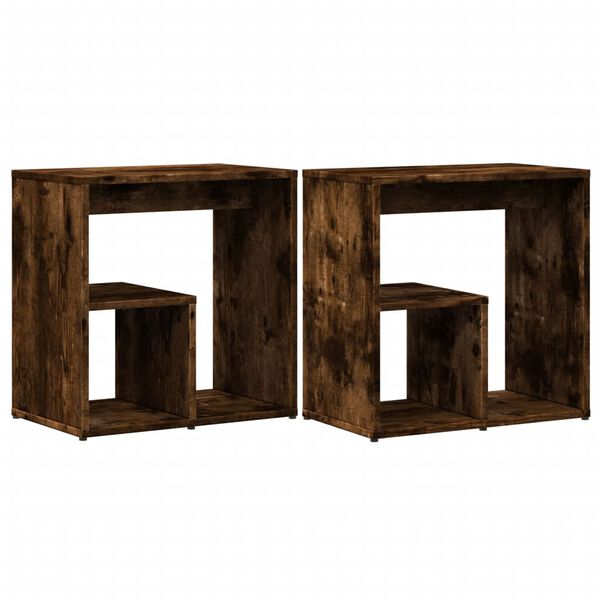 vidaXL Side Table Set of 2 Smoked Oak Engineered wood 19.7x11.8x19.7 in