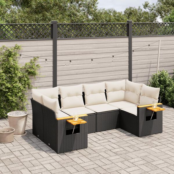 vidaXL Garden Sofa Set Black, Cream White