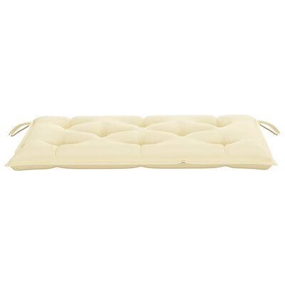 vidaXL Patio Bench with Cream White Cushion 44.1" Solid Teak Wood