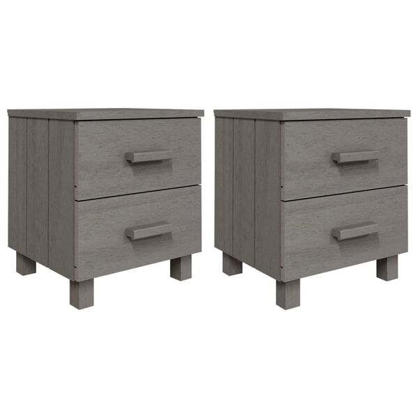 vidaXL Bedside Cabinet Set of 2 Light grey Solid pine wood, MDF Standard