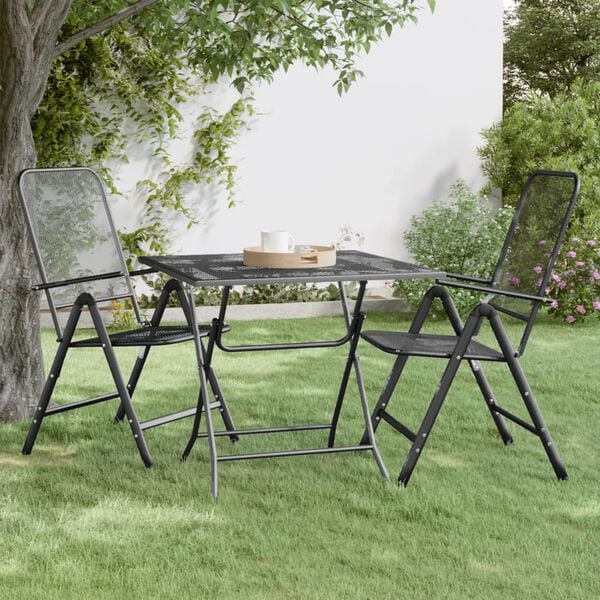 vidaXL Garden Table Anthracite Expanded metal mesh Large Durable
