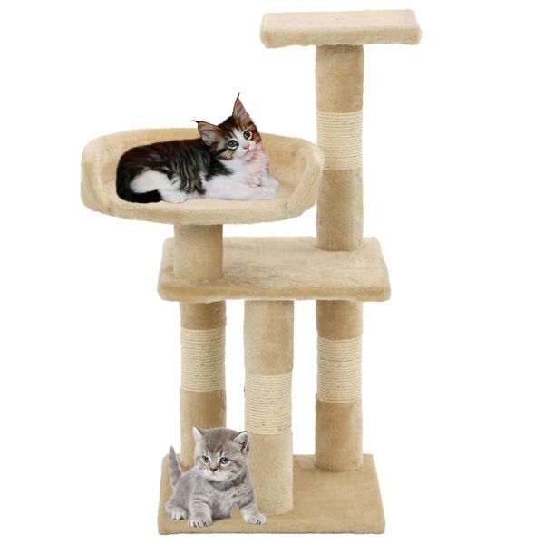 vidaXL Cat Tree Beige Particle board, Soft plush, Sisal rope Medium