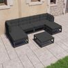 vidaXL Garden Lounge Set Black, Anthracite Solid Pine Wood, 100% Polyester