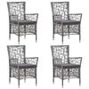 vidaXL 5 Piece Patio Dining Set with Cushions Poly Rattan Gray