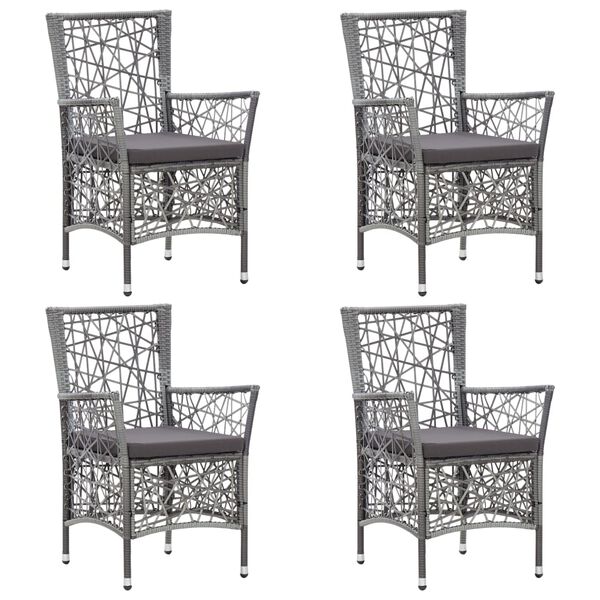 vidaXL 5 Piece Patio Dining Set with Cushions Poly Rattan Gray