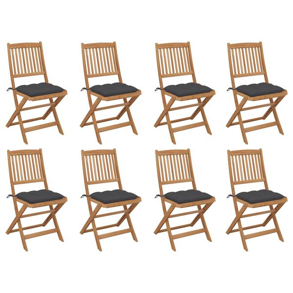 vidaXL Outdoor Chair Set of 8 Natural wood Solid Acacia wood Medium