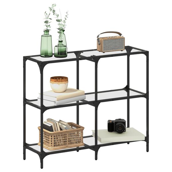 vidaXL Console Table Transparent Steel and Glass Decorative Inlays