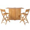 vidaXL Outdoor Bar Set Brown Solid Teak Wood Medium Foldable