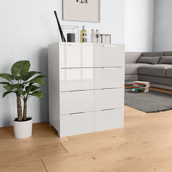 vidaXL Sideboard High Gloss White Engineered wood with high gloss finish