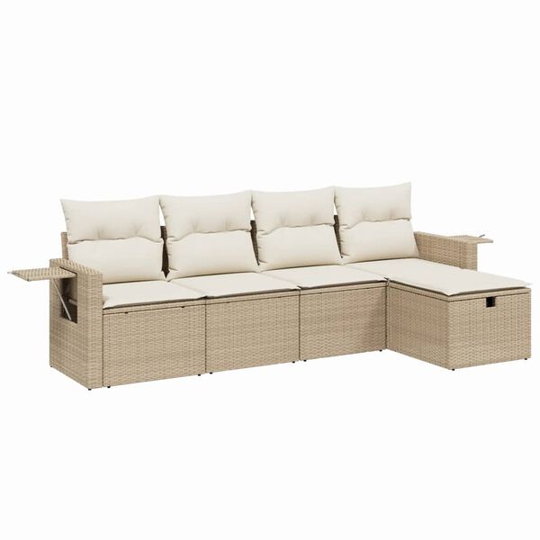 vidaXL Garden Sofa Set Beige Poly Rattan Large Modular Garden Sofa Set