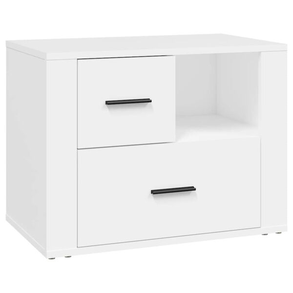 vidaXL Bedside Cabinet White Engineered wood Medium Reversible