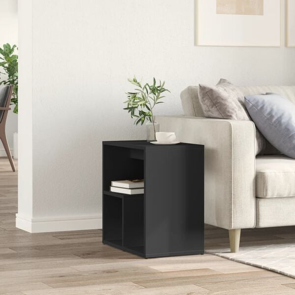 vidaXL Side Table Black Engineered wood Small Side Table Rectangular