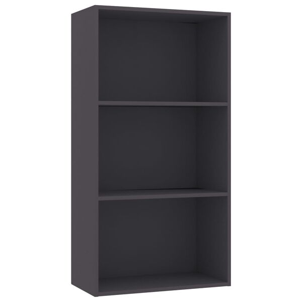 vidaXL Book Cabinet Grey Engineered wood 3-Tier Book Cabinet