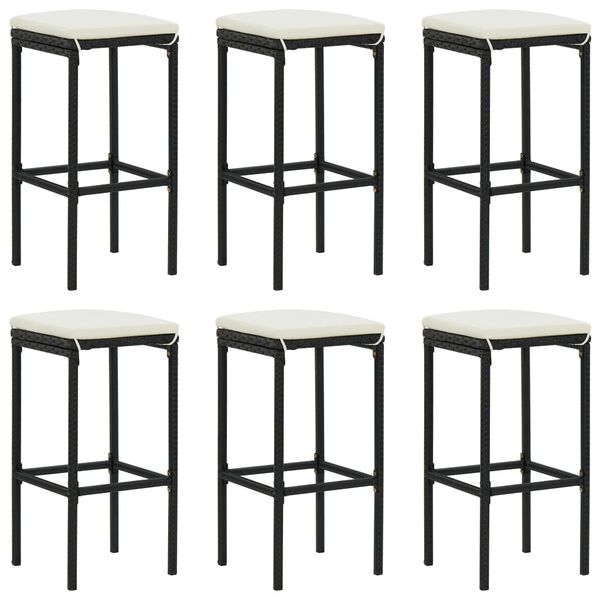 vidaXL Garden Bar Set Black PE rattan, powder-coated steel 7 Piece Set