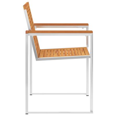 Side and back view of a wooden slat chair showing armrests and seat slats.