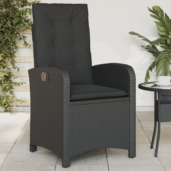 vidaXL Reclining Garden Chair Set of 2 Black PE rattan Standard