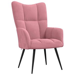 vidaXL Relaxing Chair Pink Velvet (100% polyester), steel Medium