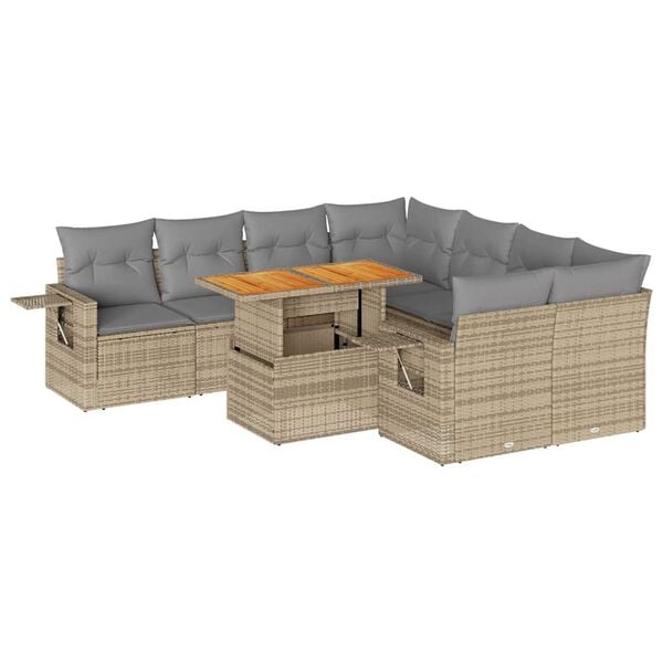vidaXL Garden Sofa Set Beige, Light grey