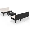 vidaXL Garden Lounge Set Black, Cream White Cushions