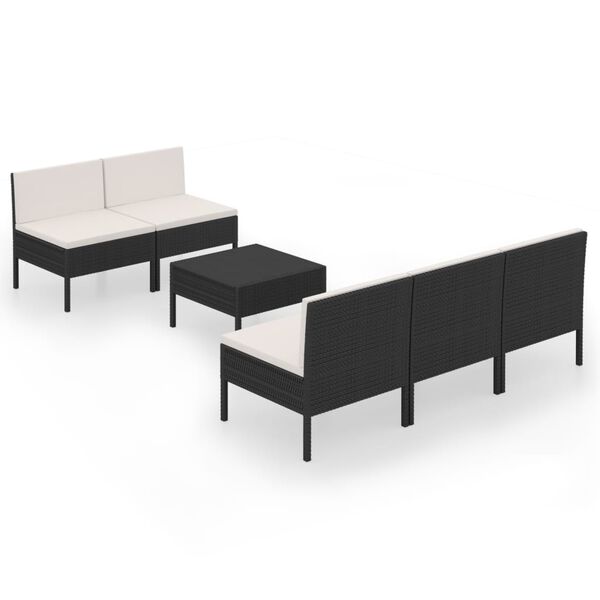 vidaXL Garden Lounge Set Black, Cream White Cushions