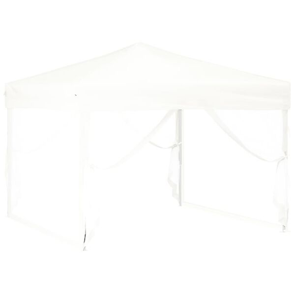 vidaXL Folding Party Tent with Sidewalls White 9.8'x9.8'