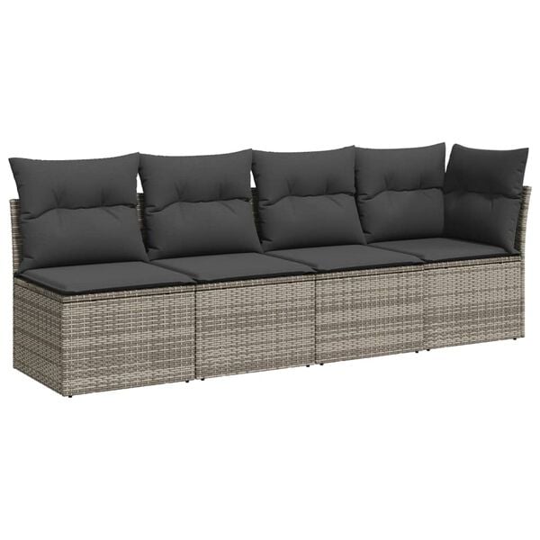 vidaXL Garden Sofa Set Grey with Dark Grey Cushions