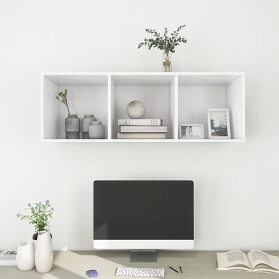 vidaXL Wall-mounted TV Cabinet White 14.6"x14.6"x42.1" Engineered Wood