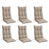 vidaXL Highback Chair Cushion Set of 6 Taupe