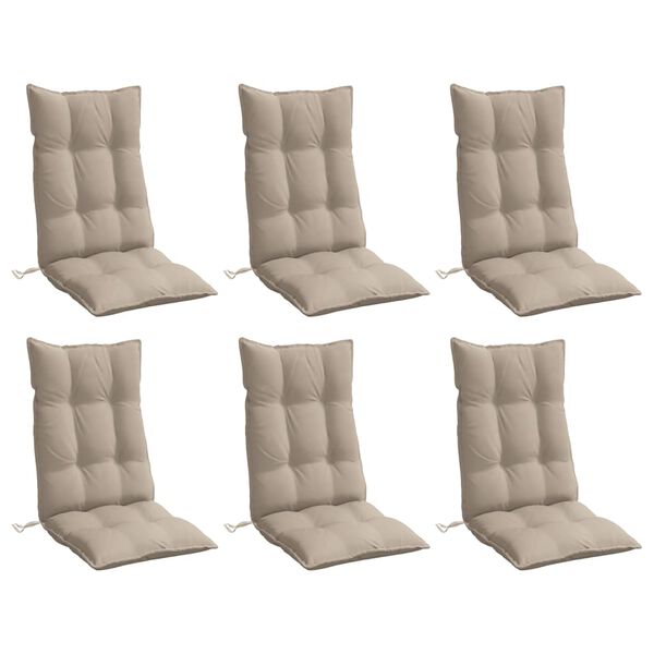vidaXL Highback Chair Cushion Set of 6 Taupe