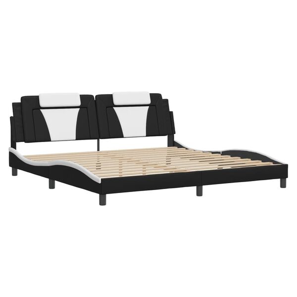 vidaXL Bed Frame "Viana" with LED without Mattress Black and White 76"x79.9"