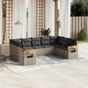 vidaXL Garden Sofa Set Grey PE rattan 9-Piece Set Adjustable Armrests