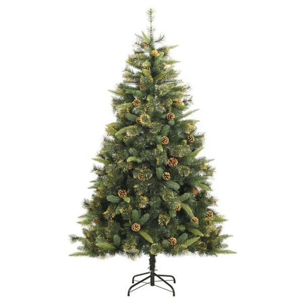 vidaXL Artificial Hinged Christmas Tree Green PVC 94.5 in