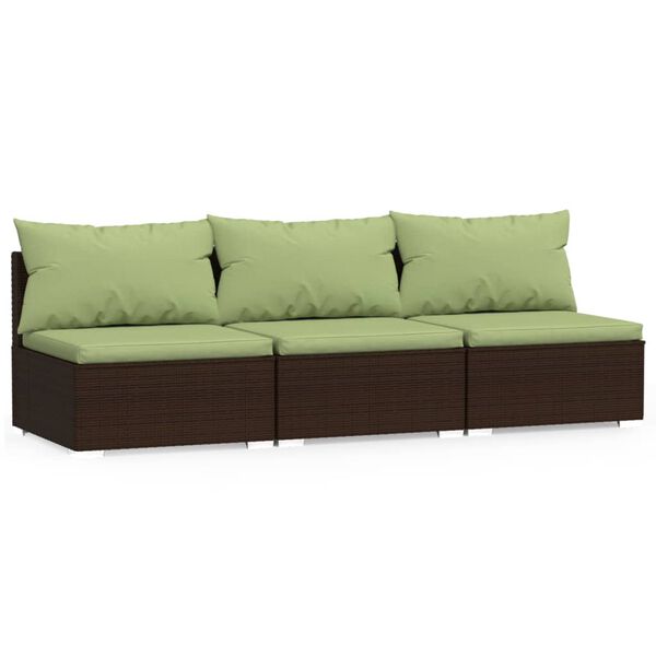 vidaXL Patio 3-seater Sofa Modular 3-Seater Sofa Rectangular