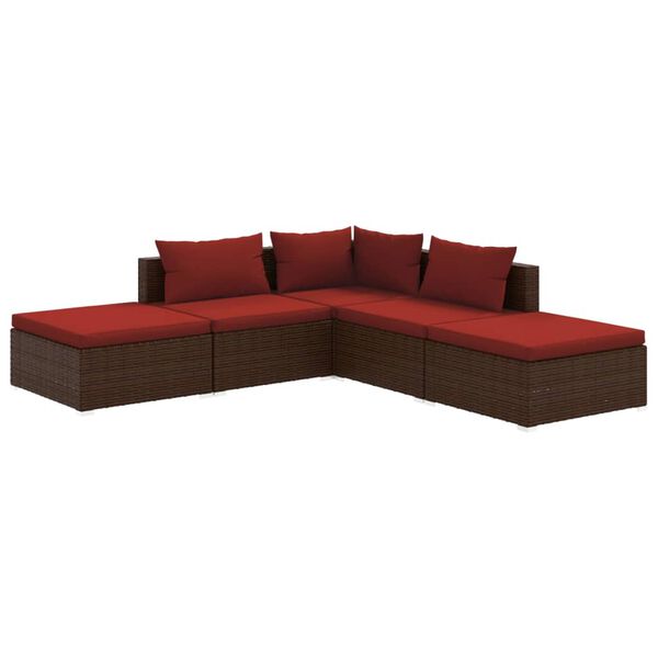 vidaXL Garden Lounge Set Brown PE Rattan Large Waterproof materials