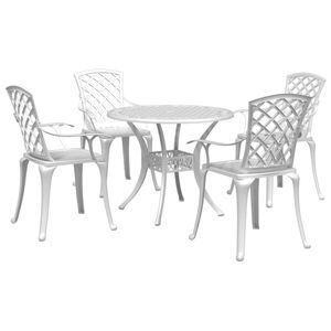vidaXL Garden Dining Set White Cast Aluminum 5 Piece Set Ergonomic