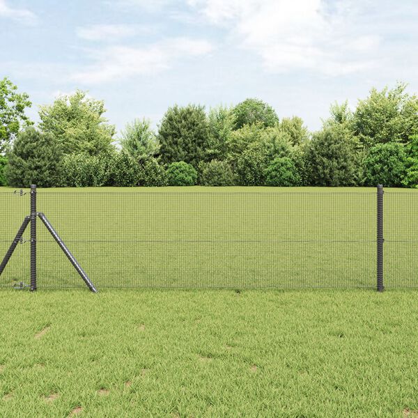 vidaXL Welded Wire Fence Gray 0.4 x 25 m Steel