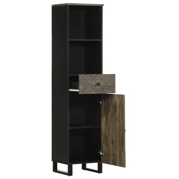 vidaXL Bathroom Cabinet Black Solid mango wood, engineered wood, metal